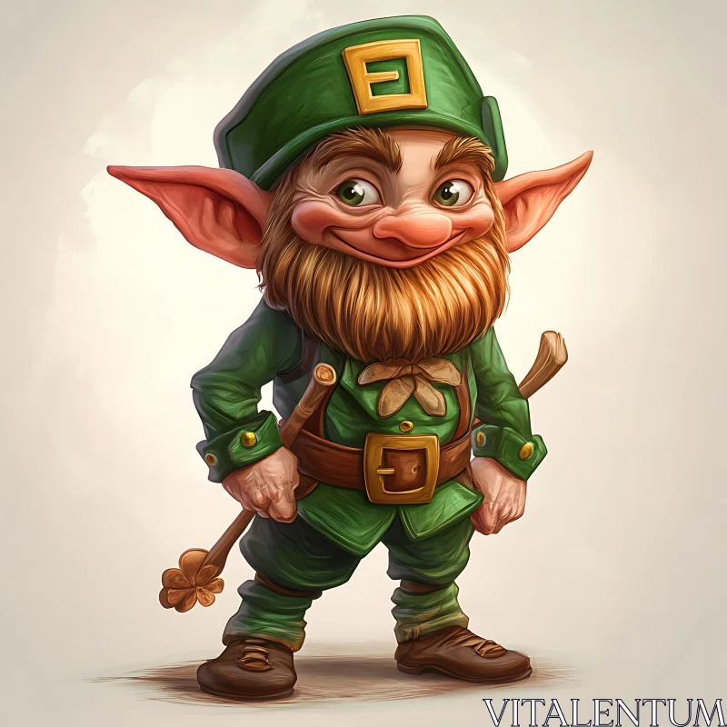 Whimsical Leprechaun Character in Green Outfit AI Image