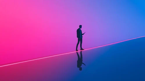 Silhouette on a Neon Horizon