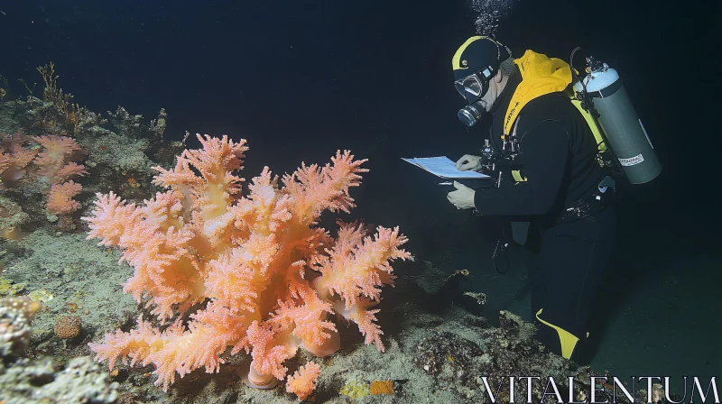 Diver's Notes: Coral Reef Examination AI Image