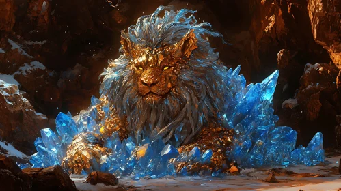 Lion Made of Gold and Crystals