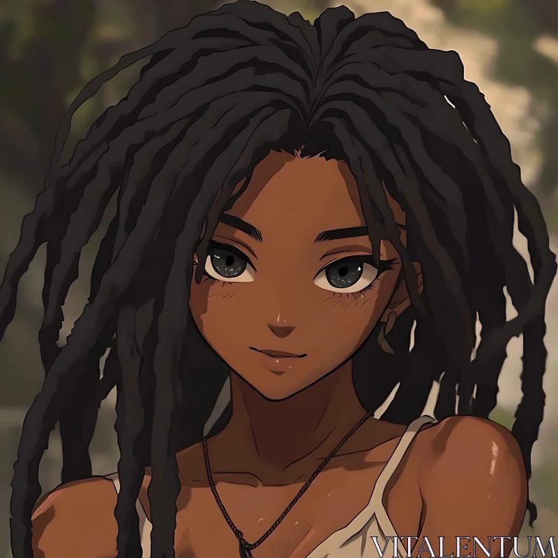 Expressive Anime Character with Dreadlocks and Warm Lighting AI Image