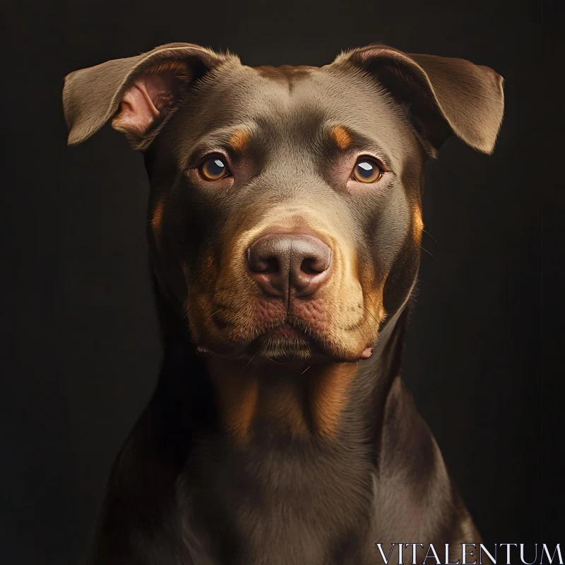 Close-Up Dog Portrait in Dark Background AI Image