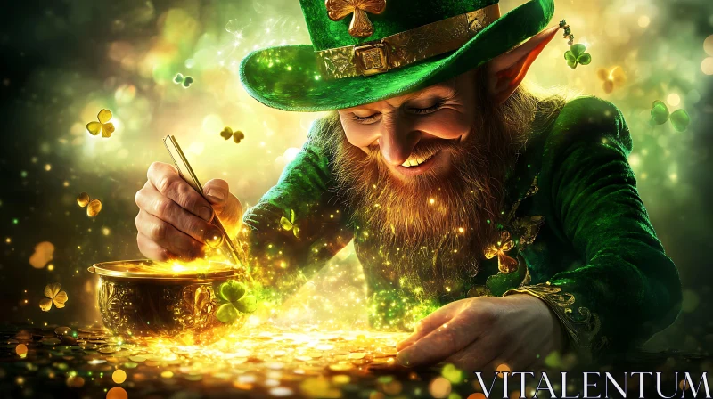 Pot of Gold with Leprechaun AI Image