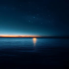 Tranquil Seascape Under Starlit Sky