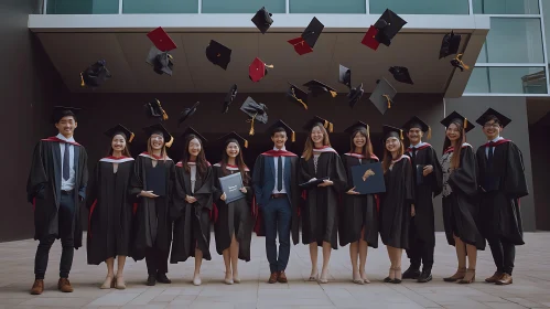 Celebrating Academic Success: Graduates Tossing Caps