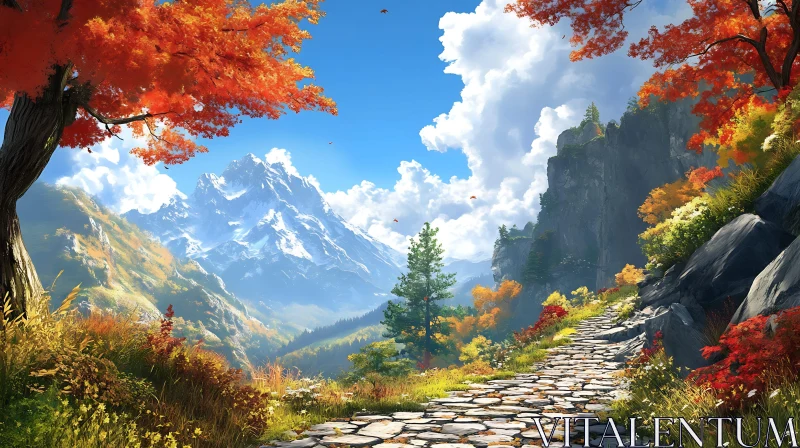 Scenic Autumn Mountain Vista AI Image