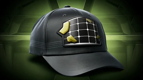 Black Baseball Cap with Explosive Wildlife Design and Metallic Accent