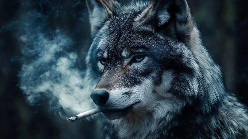 Wolf Smoking Cigarette