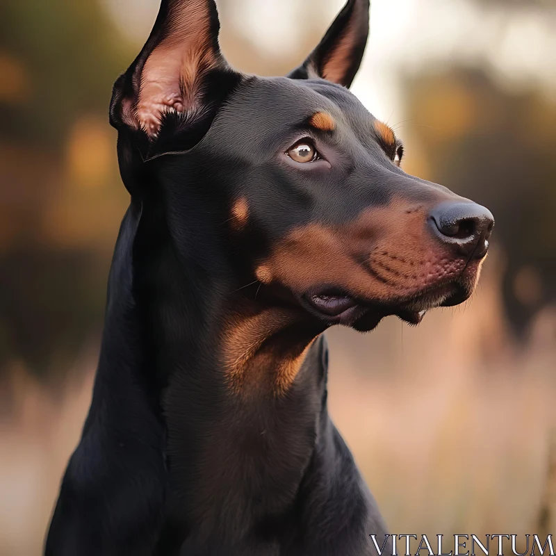 Elegant Doberman in Nature's Backdrop AI Image