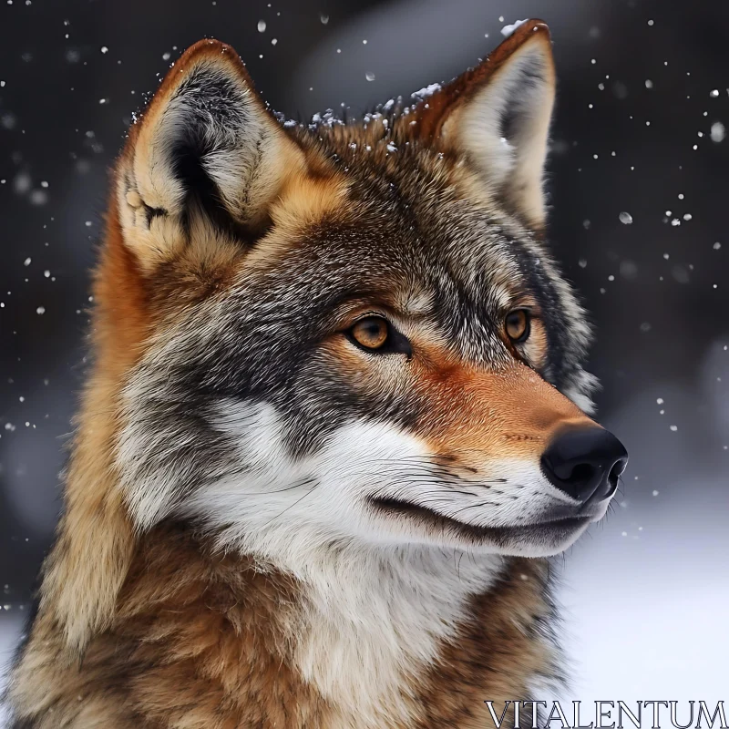 AI ART Close-Up of a Wolf in Winter