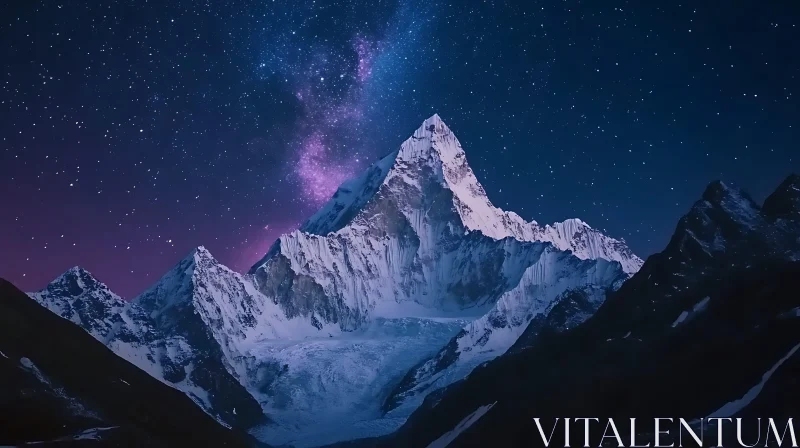 AI ART Majestic Mountain Peak at Night