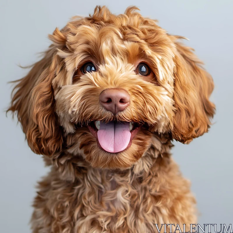 AI ART Cheerful Fluffy Brown Puppy