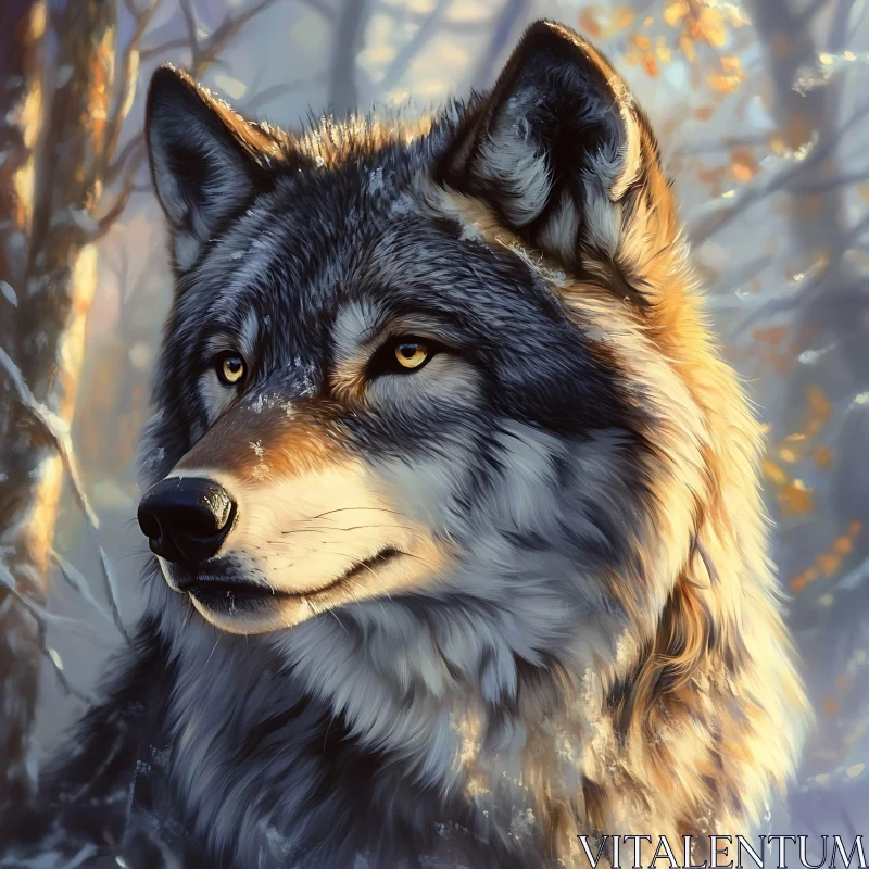 AI ART Wolf in Winter Wonderland