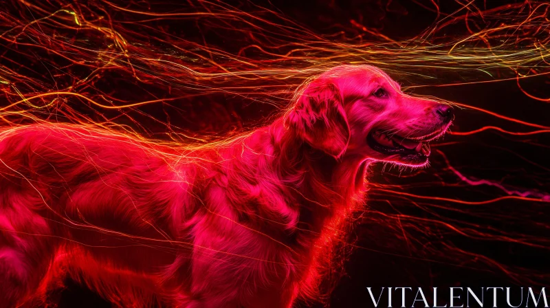 Colorful Canine in Artistic Light AI Image