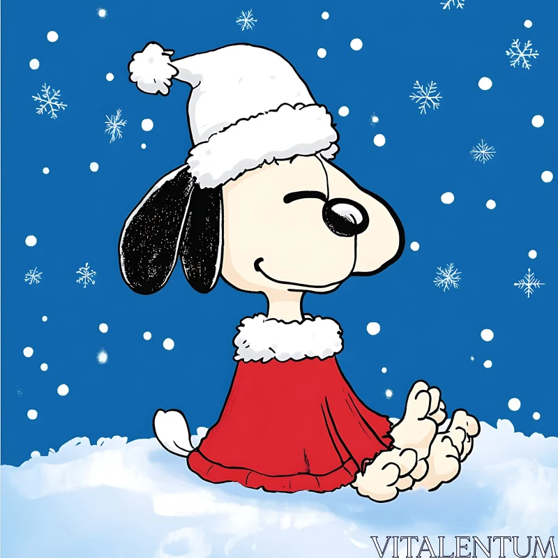 Festive Cartoon Dog Enjoying Winter AI Image