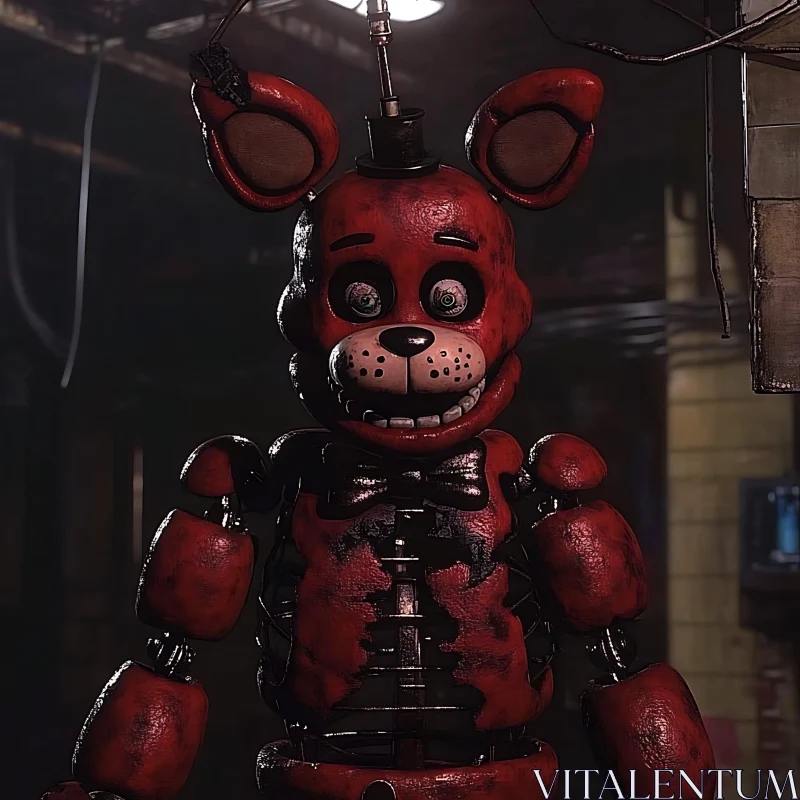 Eerie Red Animatronic Character AI Image