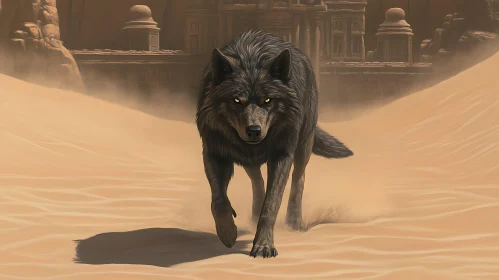 Desert Wolf with Glowing Eyes