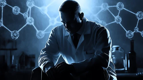 Scientist Contemplating Research in Laboratory