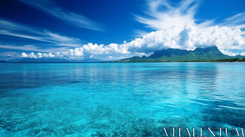 Peaceful Ocean View with Distant Mountains AI Image