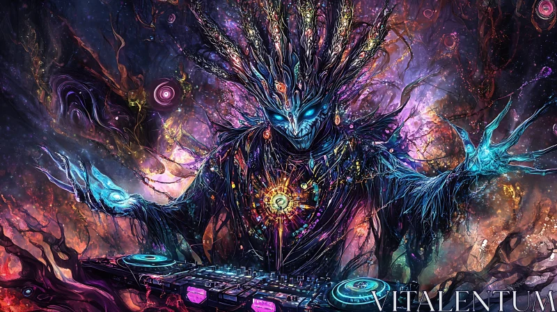 Alien DJ Mixing Music AI Image