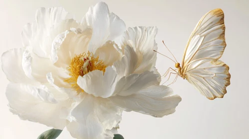 Elegance of Nature: Butterfly on White Flower