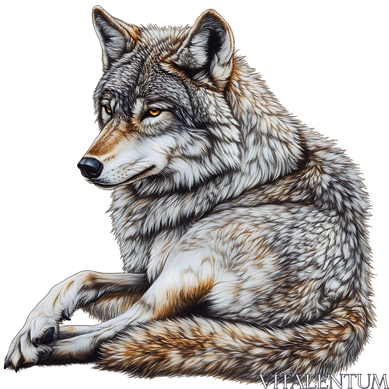 AI ART Resting Wolf Illustration