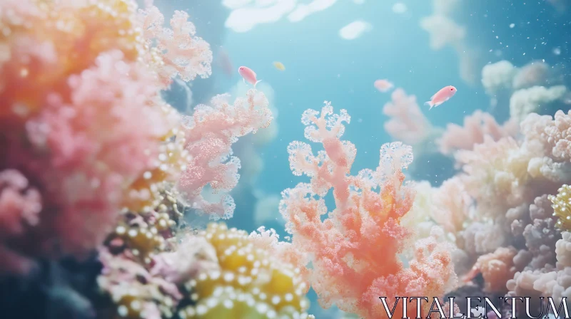 Underwater Coral Garden with Pink Fish AI Image