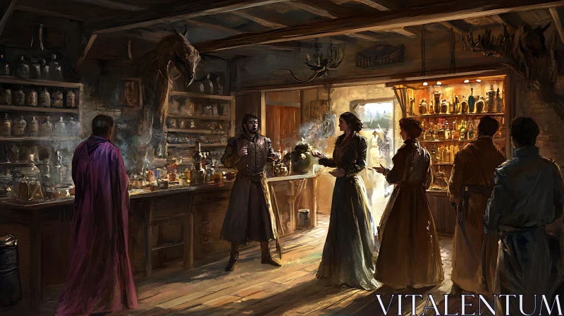 Medieval Apothecary Gathering AI Image