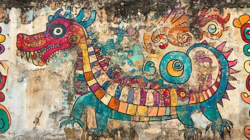 Whimsical Dragon Graffiti Art