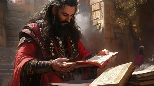 Man Reading Ancient Book