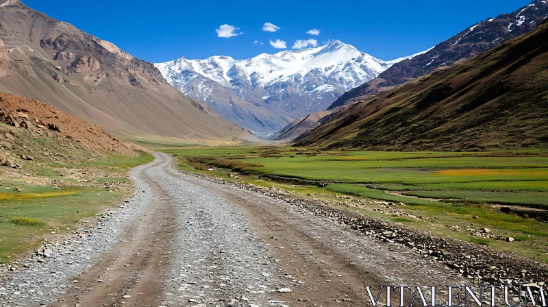 Mountain Road Through Valley AI Image