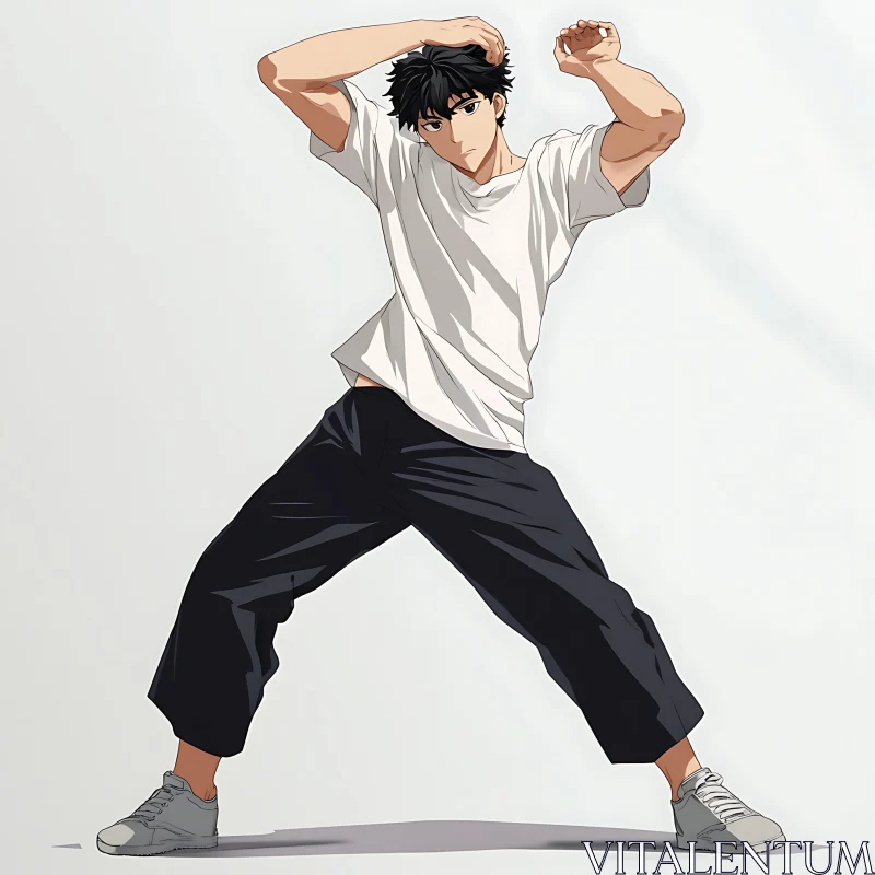 AI ART Energetic Anime Character in Dance Motion