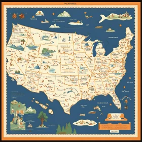 Classic American Map Illustration