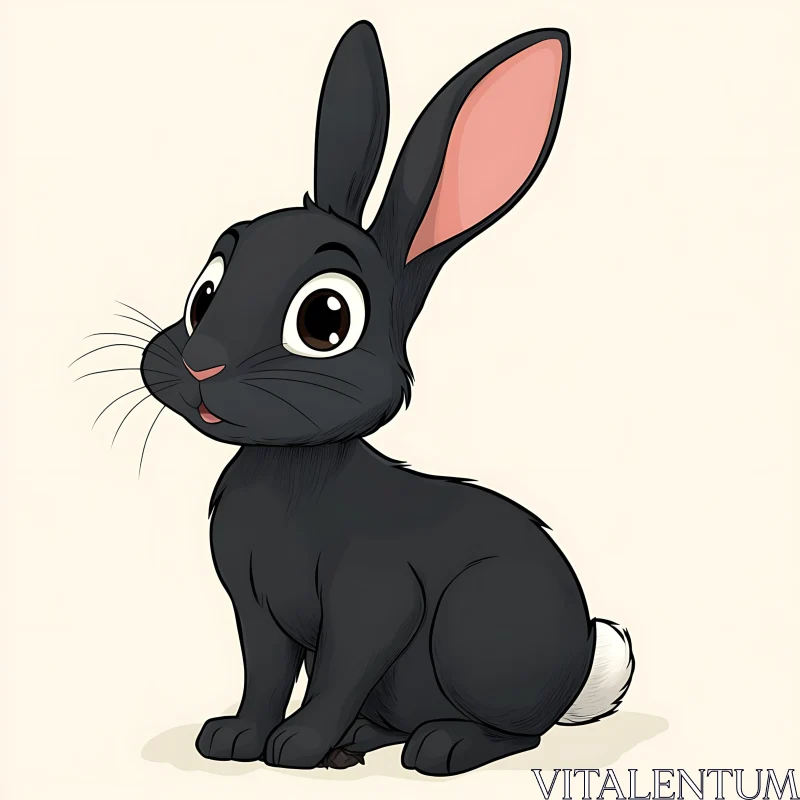 Cute Black Bunny with White Tail AI Image