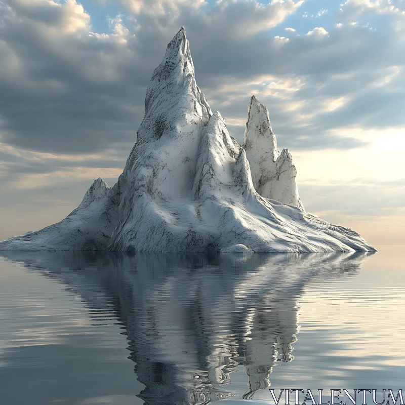 AI ART Icy Peaks Reflected