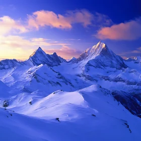 Snowy Peaks at Sunset