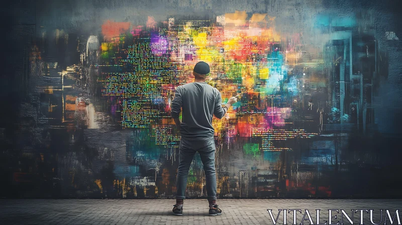 AI ART Colorful Abstract Graffiti on Wall