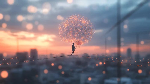 Tightrope Walker with Glowing Sphere