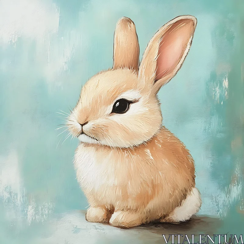 Calm Bunny Painting - Warm Tones AI Image