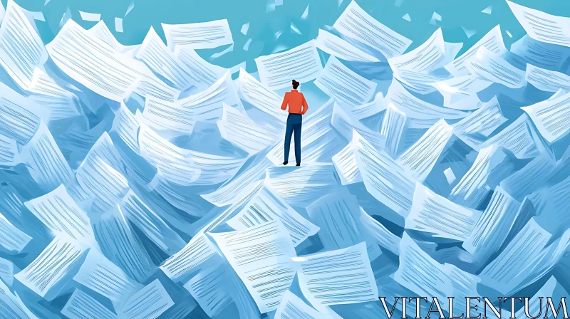 Man vs Paper Mountain AI Image