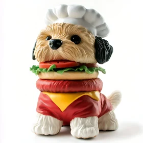 Cute Chef Dog in Hamburger Costume