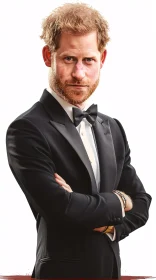 Prince Harry Formal Portrait in Black Tuxedo