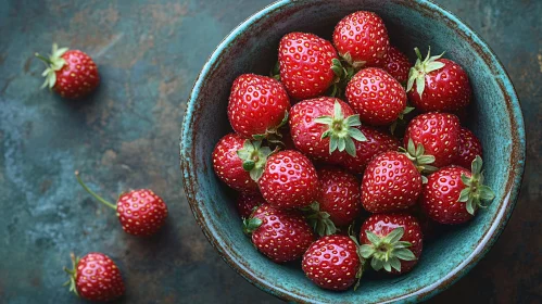 Bowl of Freshly Picked Strawberries