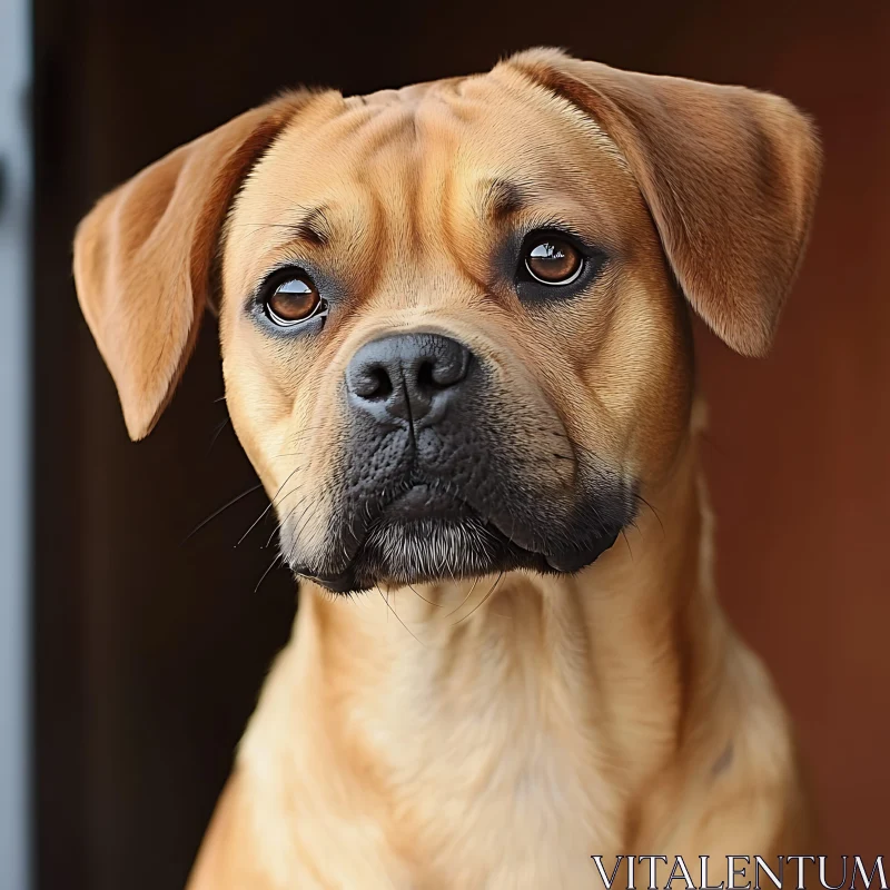 Inquisitive Dog with Gentle Expression - Close-Up AI Image