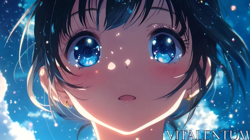 Starry-Eyed Anime Character Gaze AI Image