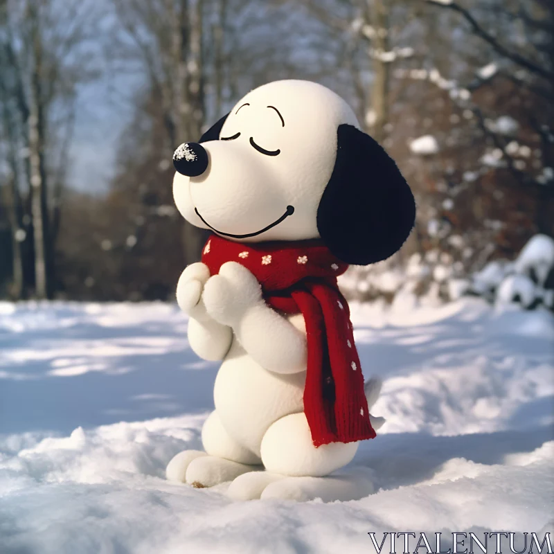 Joyful Cartoon Dog in Winter Scene AI Image