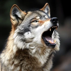 Wild Wolf Growling Close-up