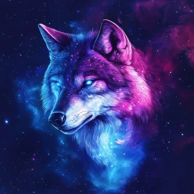 Celestial Wolf in Starry Space