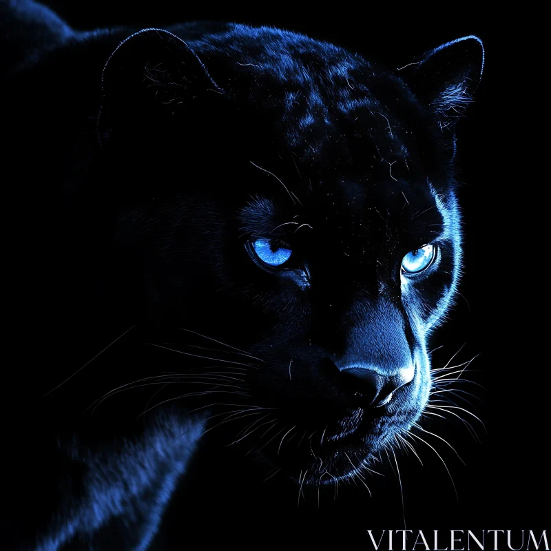 Mysterious Panther Gaze in the Darkness AI Image