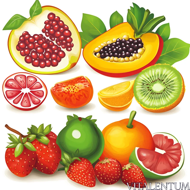 AI ART Assorted Sliced Fruits Composition